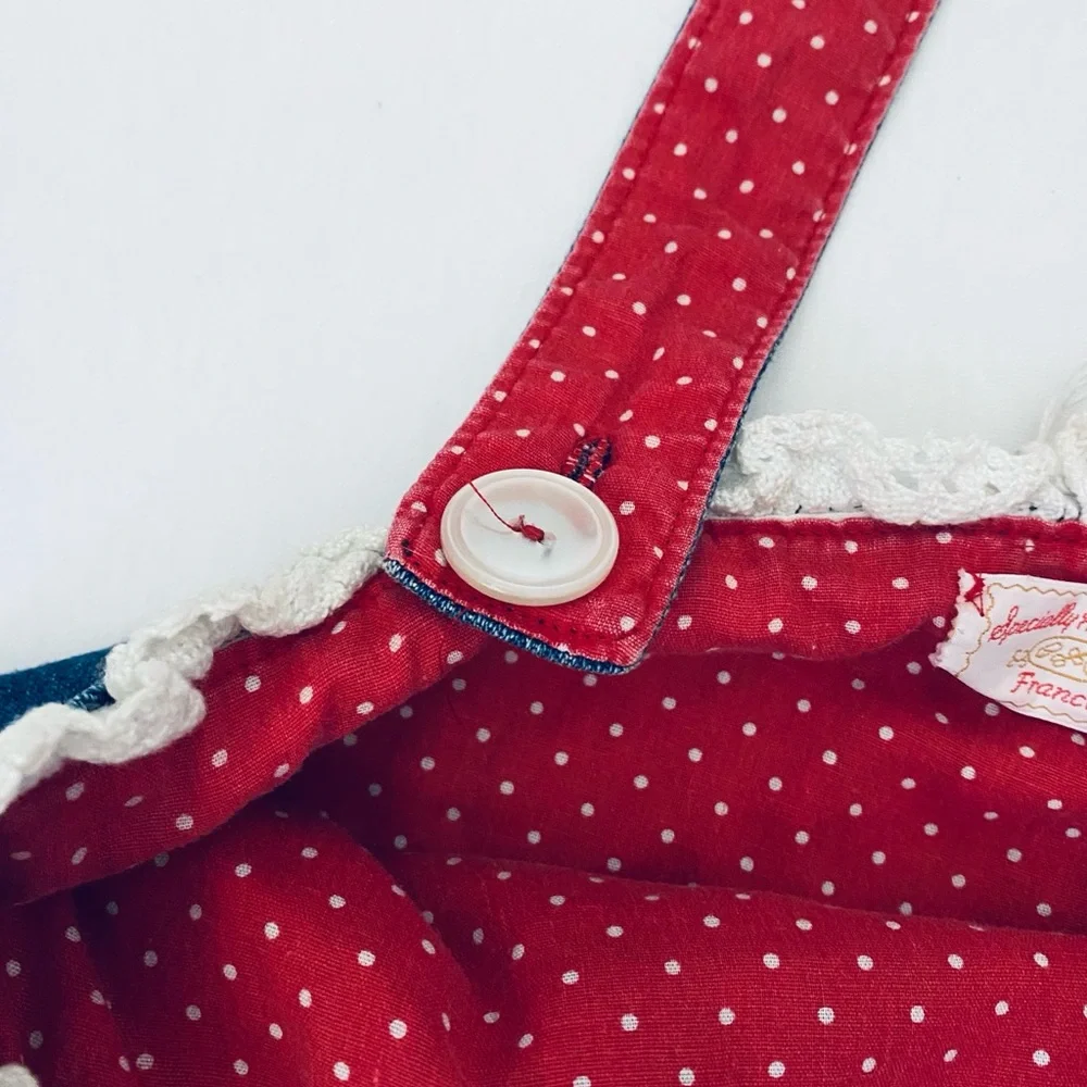Vintage Handmade Denim Baby Bag with Bear and Balloons